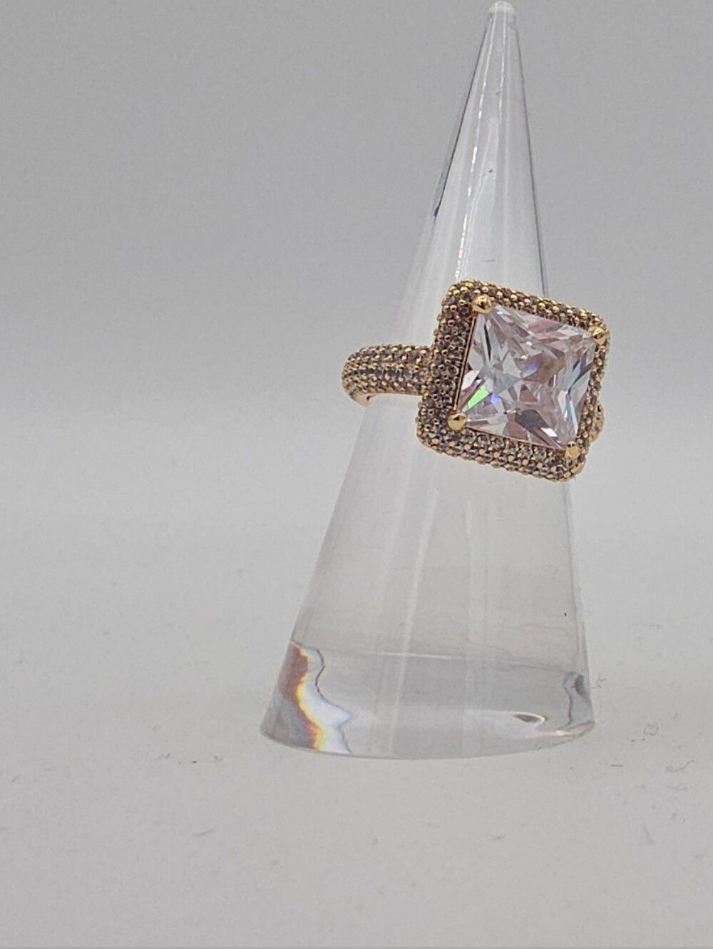 BP Gold-Tone Square Cubic Zirconia Statement Ring